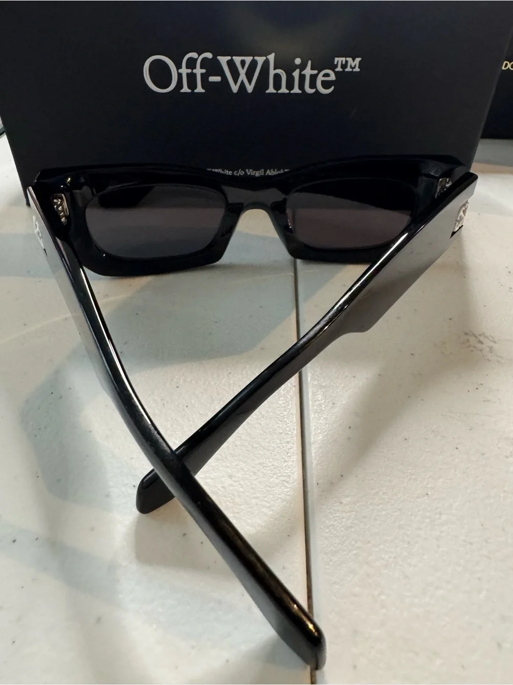 Off-White Belleville Rectangle/Geometric Sunglasses